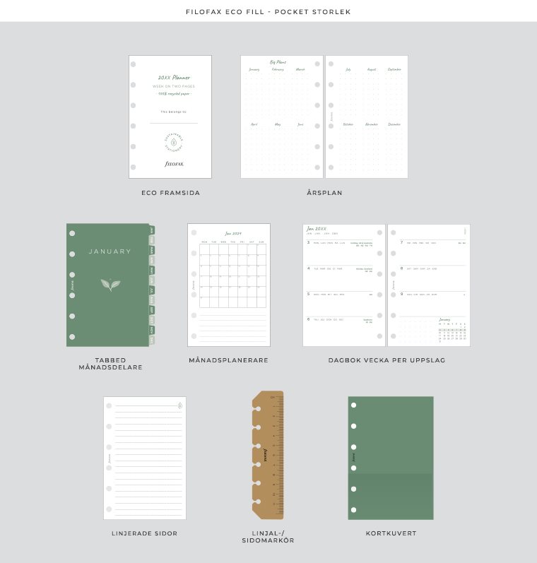 Filofax Eco Essential Pocket Systemkalender Mörk Valnöt