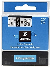 Tape D1 12mm Svart på Vit