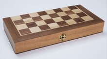 Komplett schackspel med spelplan i trämosaik